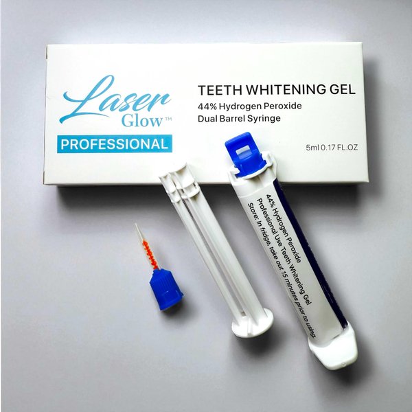 LaserGlow Professional Teeth Whitening Gel 44% Hydrogen Peroxide – Dual Barrel Syringe for Fast, Effective, and Whitening Results | Hydrogen Peroxide Gel, Teeth Whitener, Tooth Whitening Gel