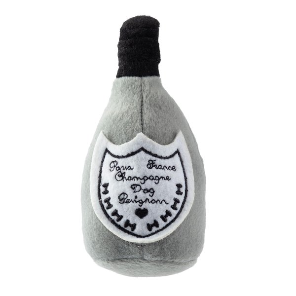 Haute Diggity Dog Champagne Dog Perignonn, Plush Designer Dog Toys with Interactive Squeaker, Stimulating Pet Enrichment, Machine-Washable & Safe Materials for All Breeds, Size Small