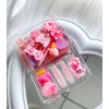 Press on Nails Long Square MABKJLF Summer Fake Nails Pink Full Cover False Nails with Cute 5D Heart Bear Charm Designs Glossy Glue on Nails Artificial Acrylic Nails for Women Girls 24 Pcs