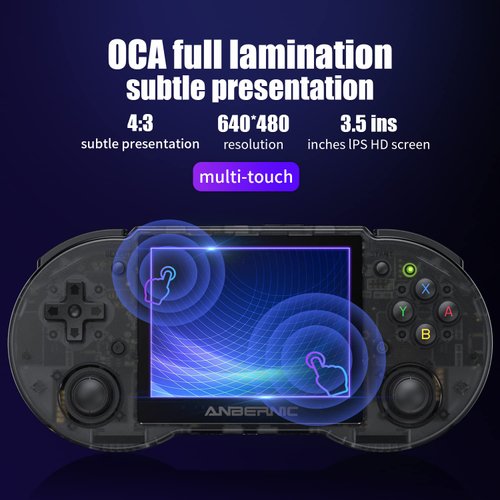 Dosnura RG353P Handheld Game Console Linux and Android Dual OS RK3566 64BIT 64G TF Card 4420+ Classic Games 3.5 Inch IPS Screen 3500mAh Battery Support 5G WiFi 4.2 Bluetooth(RG353P-Black)