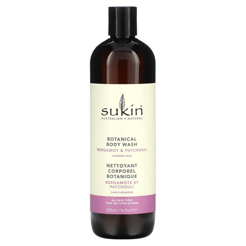 SUKIN Bergamot & Patchouli Botanical Body Wash, 500 ML