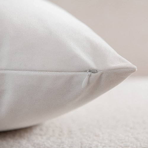 DEZENE Decorative Pillow Cases 12x20 Off-White: 2 Pack Cozy Soft Velvet Rectangular Throw Pillow Covers for Farmhouse Home Decor