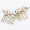 Yikisdy Bride Wedding Hair Comb Gold Pearl Hair Piece Prom Crystal Hair Accessories for Women and Girls
