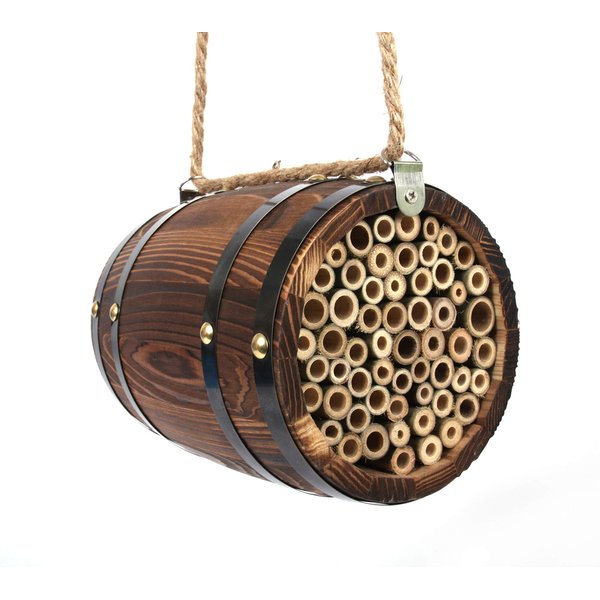 Wildlife World Mason Bee Barrel - Natural Hanging Habitat for Pollinators, Increases Productivity in Your Garden (Brown)