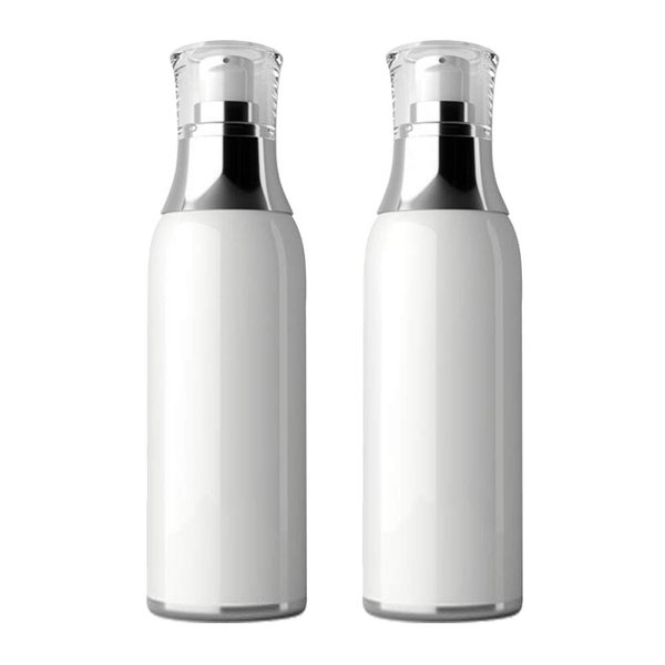 1Pcs White Acrylic Airless Pump Vacuum Bottles-Empty Portable Cosmetic Makeup Storage Containers Lotion Pump Bottle Cosmetic Toiletries Liquid Storage Containers(120ml/4oz)