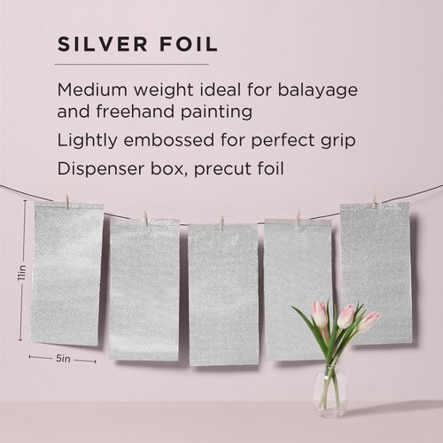 Fromm Color Studio Medium Weight Pop Up Hair Foil in Silver, 5" x 11" Embossed Aluminum Foil Sheets, Hair Foils for Highlighting and Coloring - 500 Foil Sheets