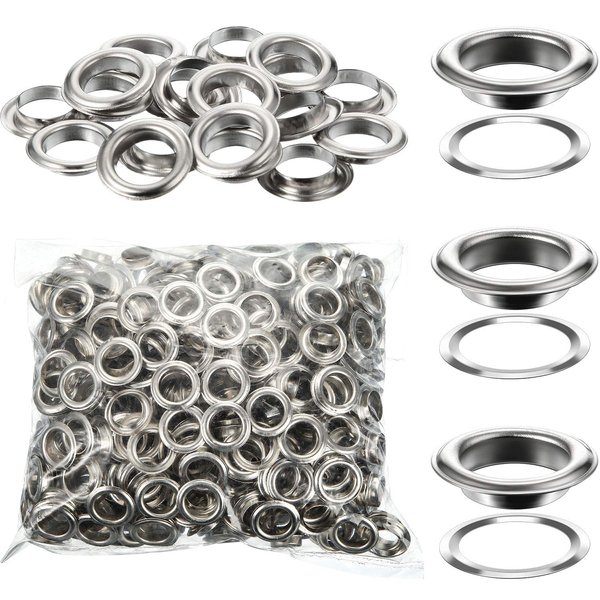 WILLBOND 500 Pieces Grommet and 500 Pieces Washer Grommet Kit Finish Grommet Eyelet for Clothes Fabric Leather Tag Bag (Silver, 1/2 Inch)