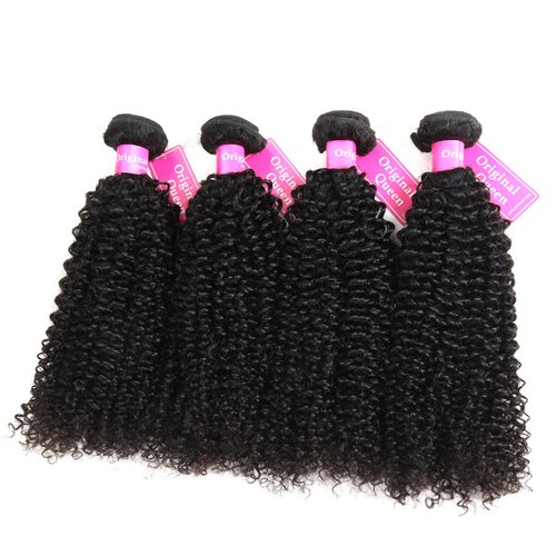 Original Queen 100% Brazilian Unprocessed Virgin Kinky Curly Human Hair Weave 4 Bundles Deep Curly Hair Extensions Mixed Length 12 12 12 12inches