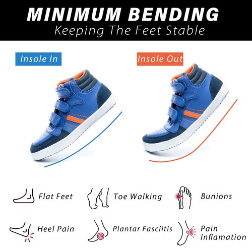 Kids Insoles - Carbon Fiber Insole for Children to Correct Walking Posture or Foot Health, Fit for Plantar Fasciitis and Seville's Disease Pain Relief, Toddlers and Big Kids, 1 Pair Kids Shoe Inserts