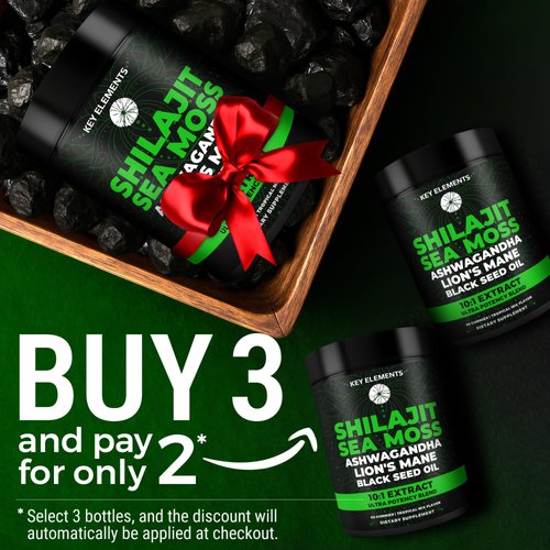 Organic Shilajit Gummies with Sea Moss Gummies - Shilajit Supplement for Immune Support - Pure Himalayan Shilajit and Ashwagandha with Sea Moss and Shilajit, Lion’s Mane Extract and Black Seed Oil
