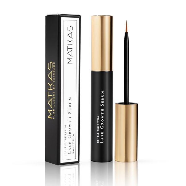 MATKAS Korean Lash Serum - Eyelash Serum To Grow Lashes Stronger, Thicker, Healthier, Unbreakable Growth, Flexible - Panthenol, Niacinamide, Allantoin, 8 Amino Acids, Vitamin E, Peptides, K Beauty 8ml