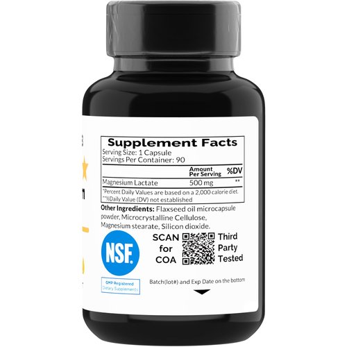 Magnesium Lactate 500 mg - 90 Vegetarian Capsule