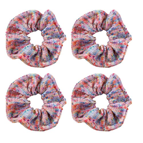 4 Pack Cotton Fluffy Knit Sleep Scrunchies for Costume,Party Favors Hair Scrunchy Hair Ties Ropes Ponytail Holders Wrist for Girls Sleep,Dance,Stage,Halloween Christmas (Color)
