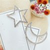 2 Pcs Silver Rhinestone Crystal Geometric Stars Moon Hair Clip Fashion Woman Hollow Side Clip Barrettes Hairpin Hair Accessories
