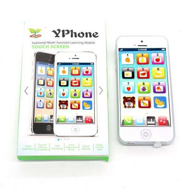 Cooplay Child's Interactive My First Own Cell Phone - Play to Learn, Touch Screen YPhone with 8 Functions and Dazzling LED Lights Toddler