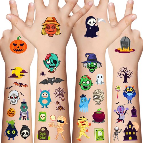 Awinmay Halloween Temporary Tattoos for Kids - 11 Sheets Halloween Trick or Treat Fake Tattoos Stickers for Boys and Girls,Halloween Party Favor for kids Halloween Gifts Goody Bag Stuffers 120 Pieces