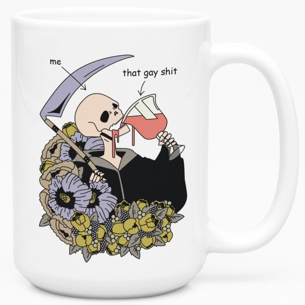 LookHUMAN Halloween Skeleton Mug - Funny Coffee Mugs Adult Humor, Double-Sided Print Ceramic Coffee Cups as Halloween Coffee Mugs & Halloween Gifts, Novelty Coffee Mugs for Women & Men, 15oz