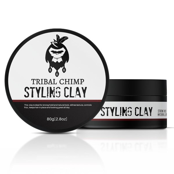 Tribal Chimp Styling Clay – Matte Clay with Citrus Scent, Hair Clay for Straight, Curly, Colored Hair, 80g