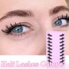 SLSXNL Half Lashes Natural Look Cat Eye 16 mm Wispy Thin Band Manga Lashes 10 Pairs False Eyelashes Cateye Half Eyelashes