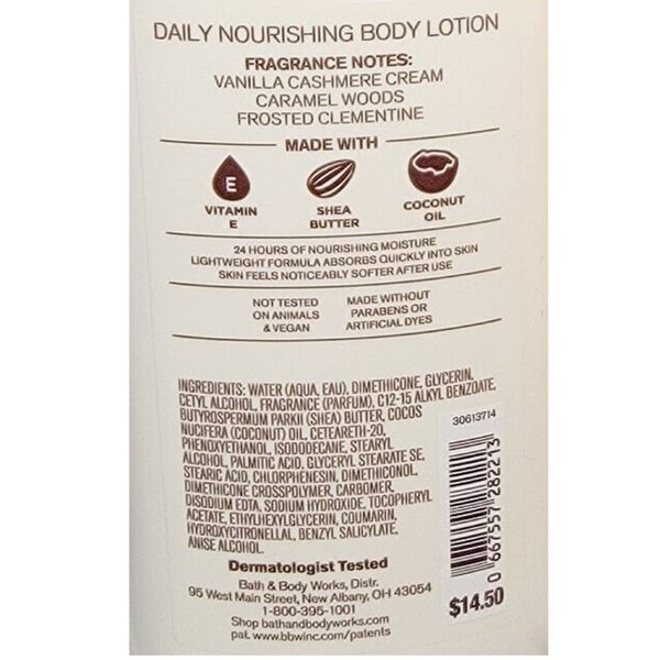 Bath and Body Works Snowflakes & Cashmere 24 hr Moisture Super Smooth Body Lotion with Shea Butter and Vitamin E 8 fl oz / 236 mL