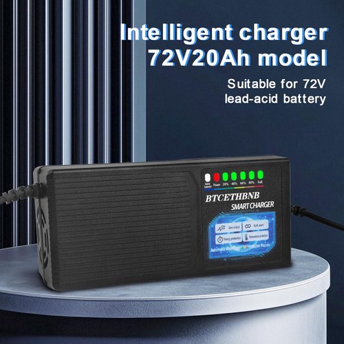BTCETHBNB 72V20AH Lead Acid Battery Charger Input AC110V-220V Auto Shut Off 3 Holes Plug