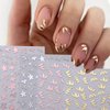 8 Sheets Flower Nail Stickers for Nail Art, 3D Self-Adhesive Bronzing Flowers Nail Decal Gold Silver Flowers Leaves Nail Design Nail Art Stickers Spring and Summer Nail DIY Decorations for Women