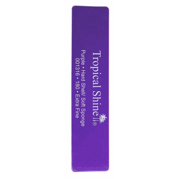 Tropical Shine Antibacterial Nail Files. Hard Shell & Soft Sponge. (Purple Grit #180 Extra Fine)