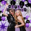 Purple Silver Birthday Decorations for Woman Girls Christmas Xmas Birthday Banner Backdrop Black and Silver Balloons Black Purple Confetti Star Tablecloth Birthday Party decorations for Him Her