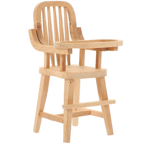 GANAZONO Miniature Highchairs Dollhouse Wooden High Chair Mini Doll Furniture 1:12 Scale Desktop Chair Doll House Accessories