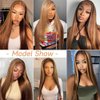 ARIPOLA Ombre Highlight Lace Front Wig Human Hair 13x4 HD Transparent 4/27 Honey Blonde Lace Frontal Wigs Pre Plucked with Baby Hair 180 Density Straight Lace Front wigs Human Hair Colored （26inch）