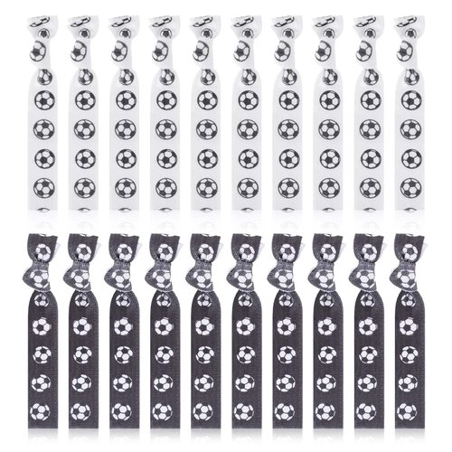 20pcs Soccer Hair Ties, Soccer Ribbon for Soccer Ponytails for Girl Hair, Soccer Party Favors, Elastic Soccer Hair Accessories, Soccer Hair Holders, Football No Crease Hair Ties