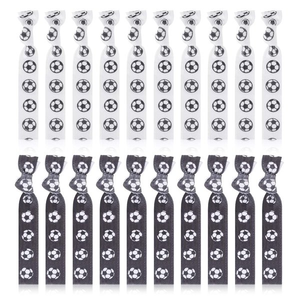 20pcs Soccer Hair Ties, Soccer Ribbon for Soccer Ponytails for Girl Hair, Soccer Party Favors, Elastic Soccer Hair Accessories, Soccer Hair Holders, Football No Crease Hair Ties