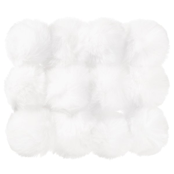 PATIKIL Faux Fur Pom Poms for Hats, 12 Pcs Fluffy Soft Fur Poms Balls for Keychain Knitting Hats DIY Scarves Gloves Bag Christmas, White
