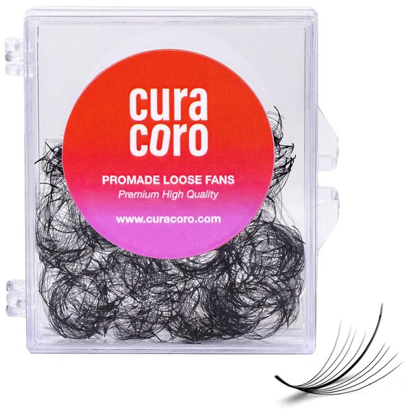 Curacoro Promade Wispy 500 Fans - Wispy Lash Extensions 9D 0.05, Handmade Volume Promade Eyelashes Fans, C CC D Curls, 9-17mm Length, Professional Long-Lasting Promade Lash Fans (9D 0.05 D 11 mm)