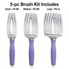 Olivia Garden Finger Brush Scalp-Hugging & Vented Paddle Hair Brush (3-Piece Kit)