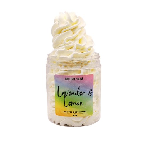 Lavender Lemon Whipped Body Butter – Calming & Uplifting Scented Moisturizer – Handmade Natural Skincare for Dry Skin – Shea & Mango Butter – 8 oz Jar