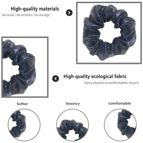 6 Pack Metallic School Performance Hair Scrunchies Slap Bracelet Gilding Ponytail Holder Elastic Hair Bands Scrunchy Hair Ties Hair Accessories for Show/Sleepover Party (Silver)