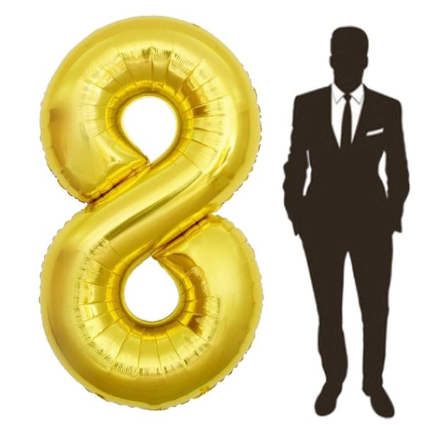 65 Inch Giant gold Foil Number Balloon,Old Children's Birthday Party Helium Balloon Wedding And Celebration Themed Party Decoration Supplies (8 Plus)