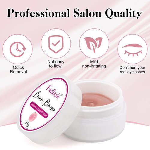 FADLASH Lash Extension Remover, 15g Cream, Natural, Peach-15g, Quickly & Low Irritation, Sensitive Skin, Salon Lash Glue Remover