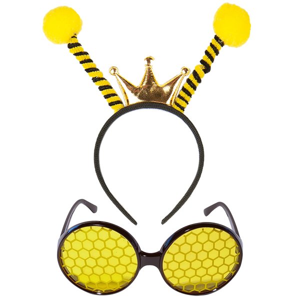 Funcredible Bumble Bee Glasses and Headband Antenna - Honey Bee Costume - Bumble Bee Costume Accessories for Adults and Kids