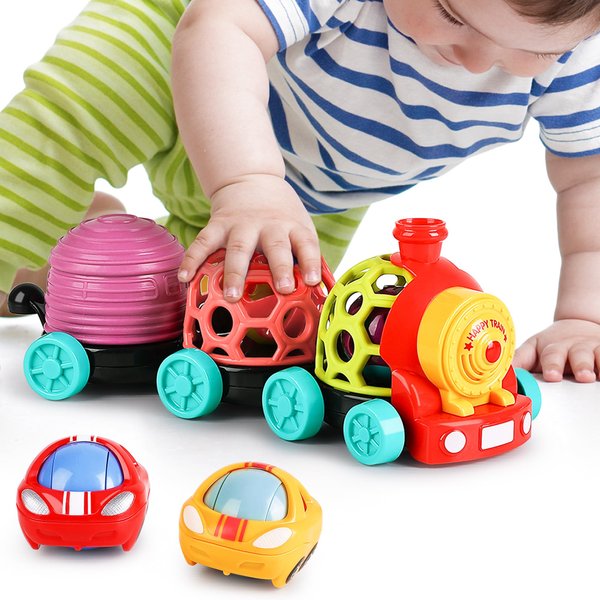 iPlay, iLearn Baby Toy Train, Infant Soft Cars for 6-12 Month Boy, Musical Push N Go Truck, Toddler Sensory Ball Rattle, Development Birthday Gift Stocking Stuffer 7 8 9 10 18 Month 1 2 Year Old Girl