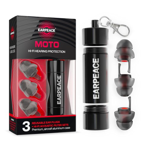 EARPEACE Moto - Motorcycle Ear Plugs Wind Noise Protection - Reusable Motorcycle Earplugs - Comfortable Ear Plugs for Motorcycle Riding with High Fidelity Filter Noise Canceling Up to 26dB