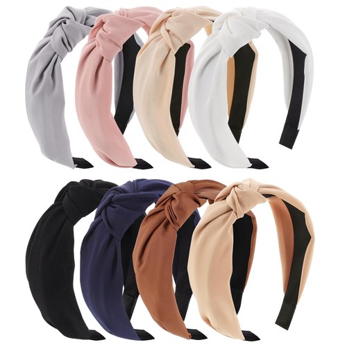 obeoby 8Pcs Headbands for Women, Knotted Headbands Fashion Women Headbands Coffee Series Knotted Wide Headbands