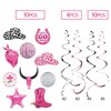 Western Cowgirl Party Hanging Decorations,Disco Cowgirl Birthday Party Decorations Hot Pink Happy Birthday Banner Disco Cowgirl Hanging Swirls Bachelorette Party Decor Supplies for Women Girls