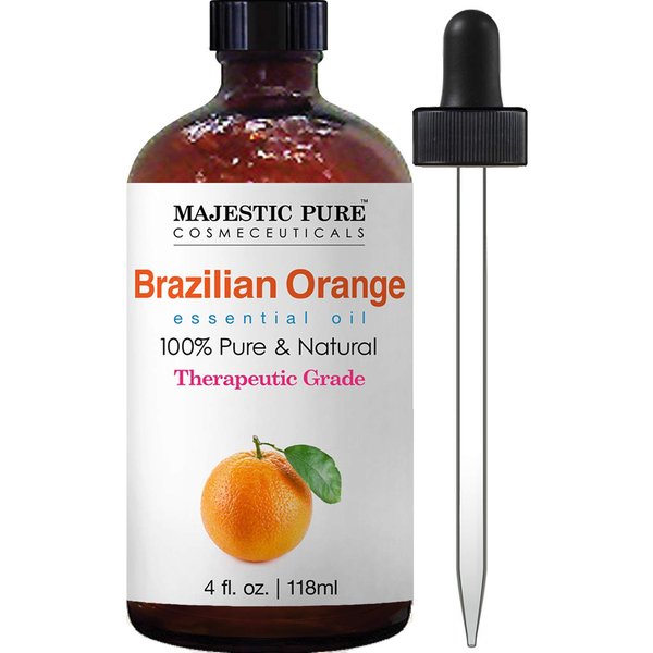 MAJESTIC PURE Brazilian Orange Essential Oil | 100% Pure and Natural | Premium Grade Essential Oils for Hair Care, Home Diffusers, Skin, Aromatherapy, Massage and Humidifiers | 4 Fl Oz