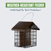 MEKKAPRO Suet Feeder for Outside Hanging Metal Roof, Woodpecker Feeder, Two Suet Bird Feeder Capacity, Cage Hanger Hanging Bird Feeder Easily Fits 2 Suet Cakes Holder - Wild Bird Feeder Basket