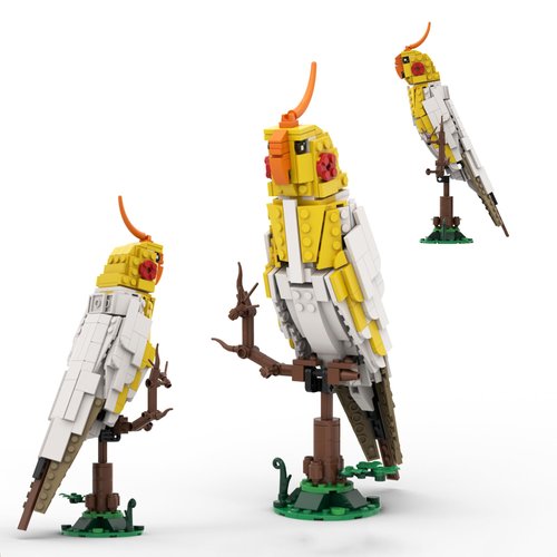 LUXEBLOCKS Bird Building Blocks Bricks Set Toys Kit- A White Cockatiel Parrot Standing on The Branch,331pcs Compatible for Lego Parrot Bricks Bird Bricks Set, Great Presents for The Adult Blocks Toy