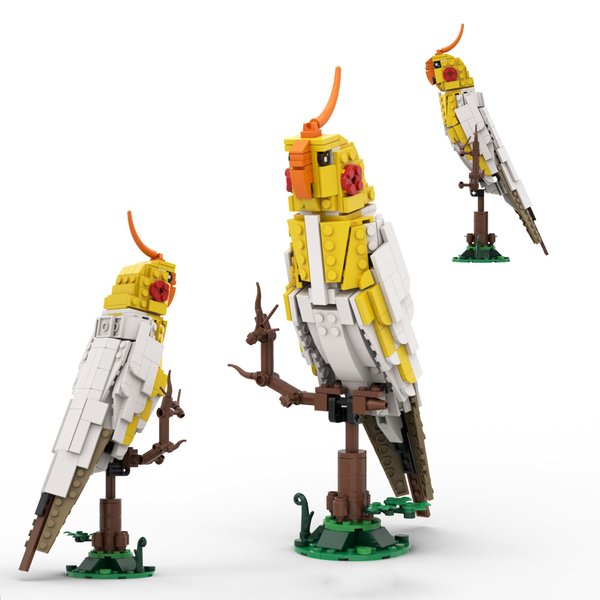 LUXEBLOCKS Bird Building Blocks Bricks Set Toys Kit- A White Cockatiel Parrot Standing on The Branch,331pcs Compatible for Lego Parrot Bricks Bird Bricks Set, Great Presents for The Adult Blocks Toy