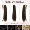 BHF HAIR Curly Wavy Ponytail 26 Inch chocolate brown mixed honey blonde Drawstring Ponytail Extensions Clip in Hair Extensions for women 6OZ.