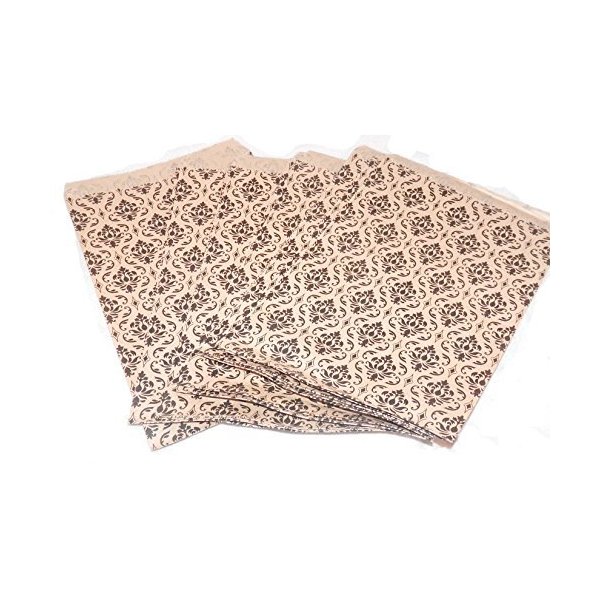 My Craft Supplies 100 Kraft Flat Merchandise Bags with Black Damask Print (6x9)